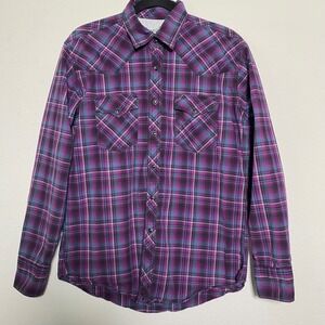 Wrangler 20X Competition Purple Plaid Western Shirt Mens Advanced Comfort M Snap
